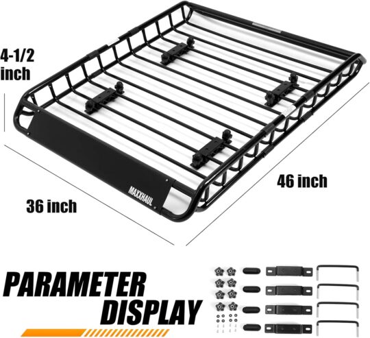 MAXXHAUL 70115 Universal Steel Roof Rack Car Top Cargo Carrier